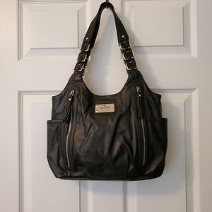 Nicole Miller Large Black Hobo Purse Handbag